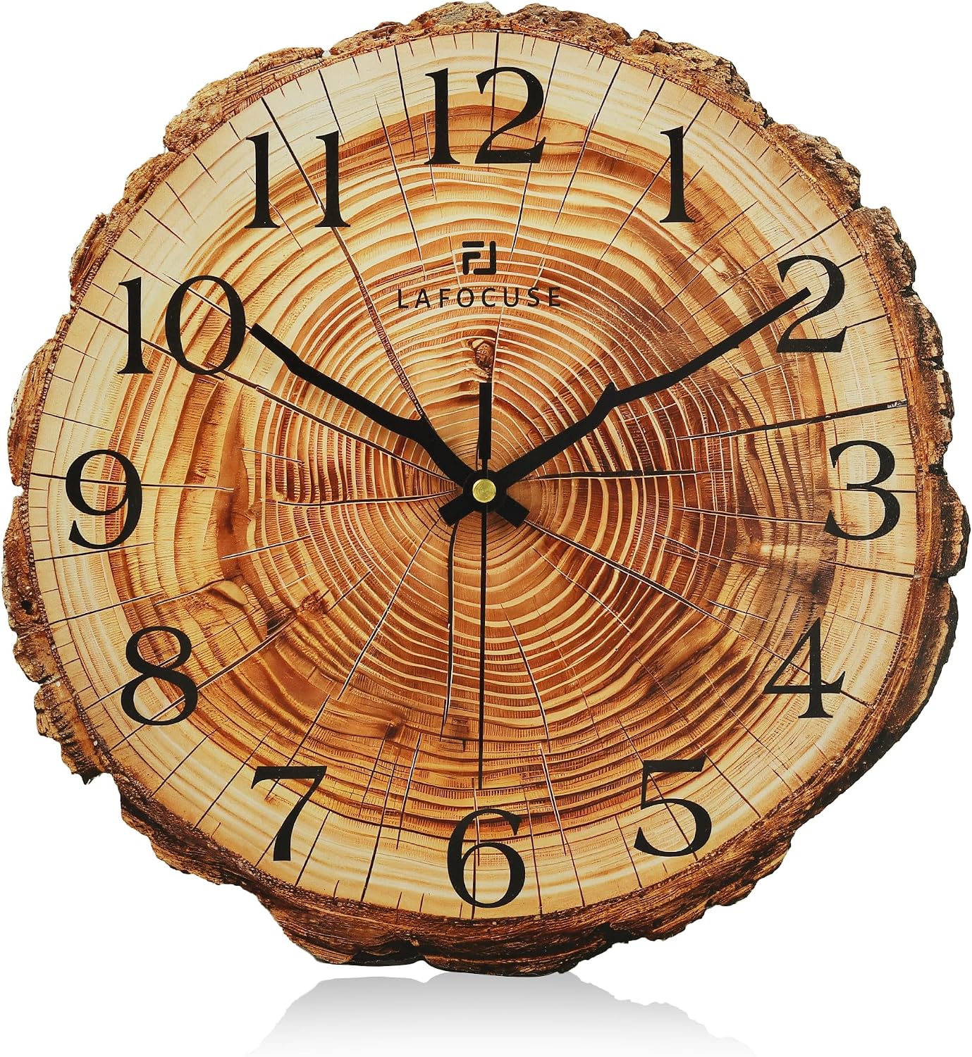 Ashenby 12 Inch Brown Wooden Rustic Wall Clock for Kitchen Living Room, Diameter: 12"(30 cm)