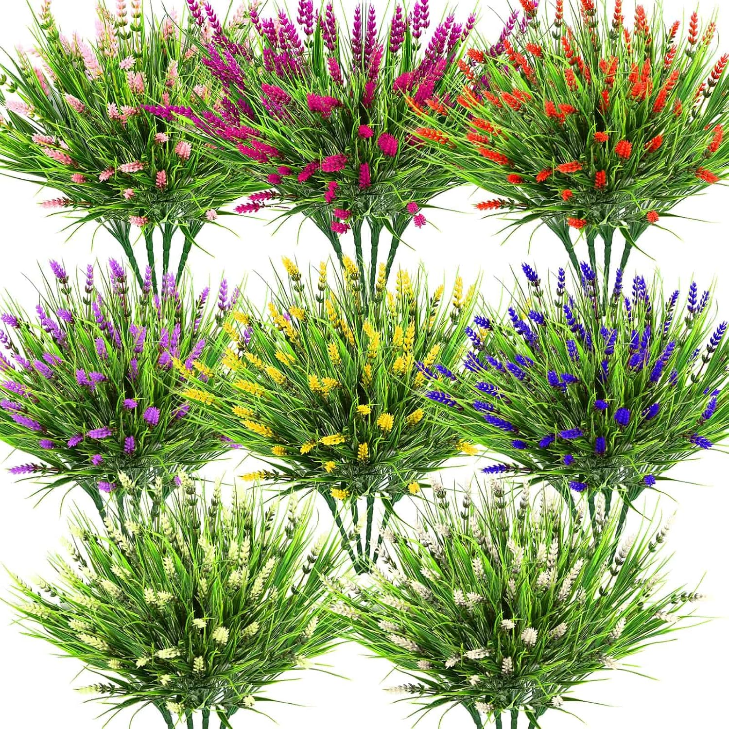 Aldernest 32 Bundles Artificial Monkey Grass Plants & Flowers for Outdoors, 1.13 kg