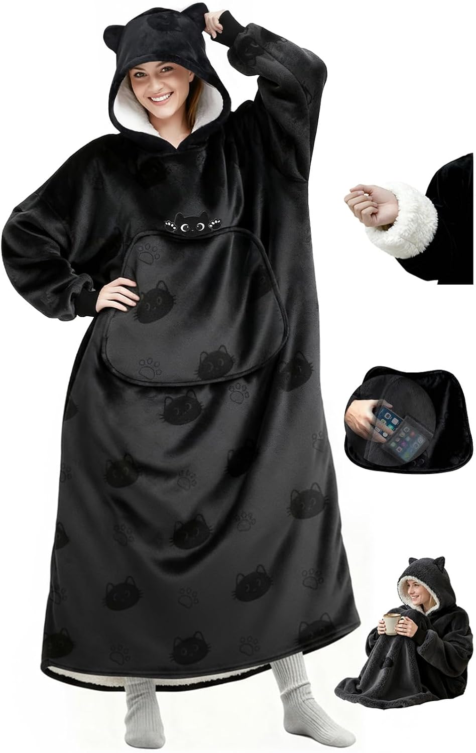 Ashenby Wearable Blanket Hoodie with Giant Pocket, Cozy Gifts for Women