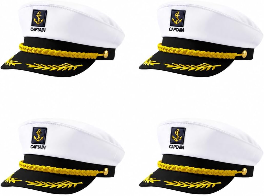 Ashenby Captain Hats for Women Men Adult, Yacht Rock Party Sailor Caps Bulk