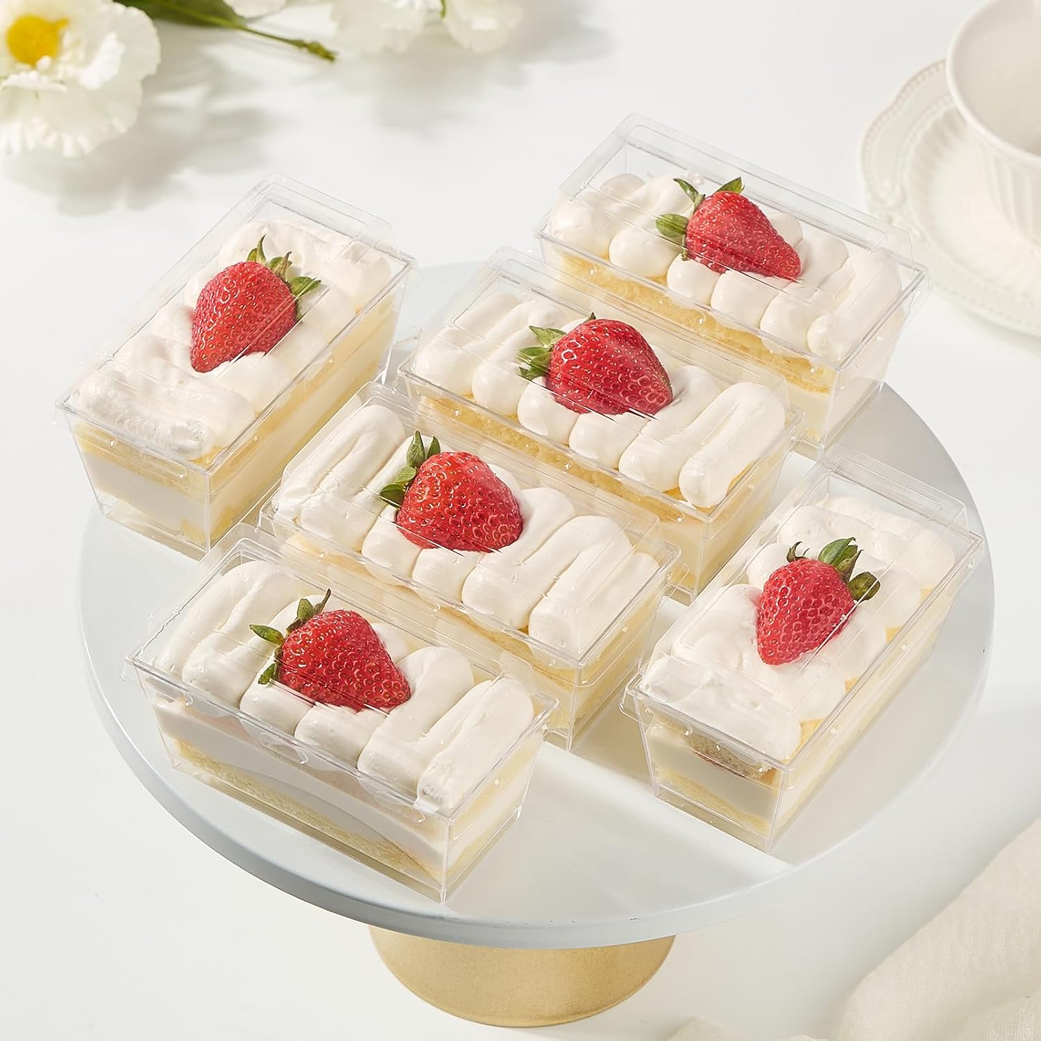 Aldernest 50 Pack 5 oz Dessert Cups with Lids and Spoons, 0.83 kg, Clear