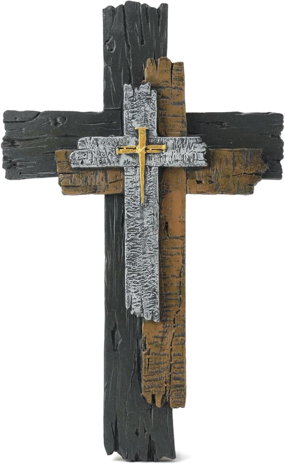 Aldernest Rustic Cross Wall Decor, 13 Inch Christian Cross with Hanging Hook, 8 ounces, 12"L x 0.7"W, A-Rustic Wall Cross