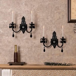 Ashenby Black Iron Candle Sconces Gothic Wall Candle Holder Set of 2, 2.68 pounds
