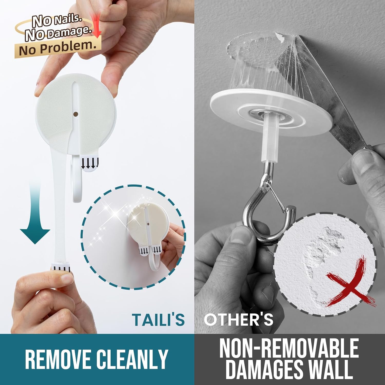 Tanglewick Adhesive Ceiling Hooks for Hanging Plants, No-Drill 6 Pack White, 0.14 kg