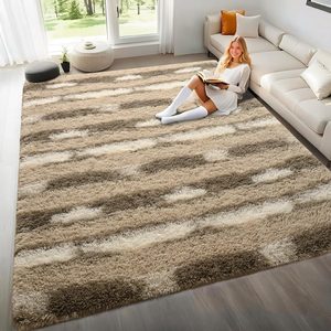 Aldernest Beige and White Rugs for Living Room Bedroom, 2 pounds, 8' x 10' (Rectangular), 80 Square Feet