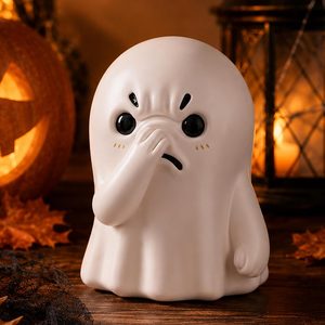 Quillstone Holding Nose Ghost Figurine – Funny Halloween Ghost Statue for Bathroom or Shelf Decor, Spooky Knick Knacks, Cute Resin Desk Figurines