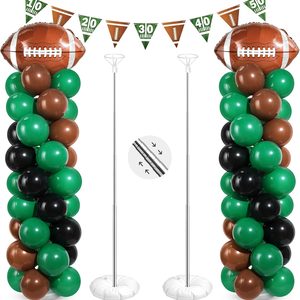 VelloHome 2 Sets Football Party Balloon Column Stand Kit, 1.9 pounds, Brown, Black