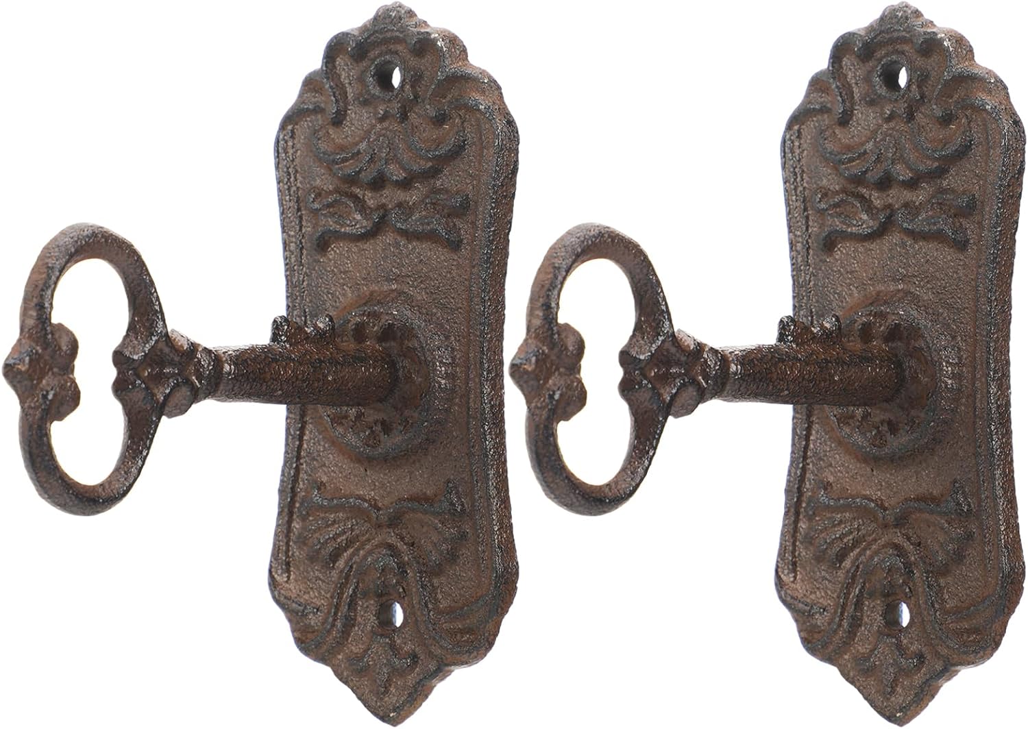 VelloHome 2 Pack Vintage Cast Iron Coat Hook Decorative Wall Hook, Brown
