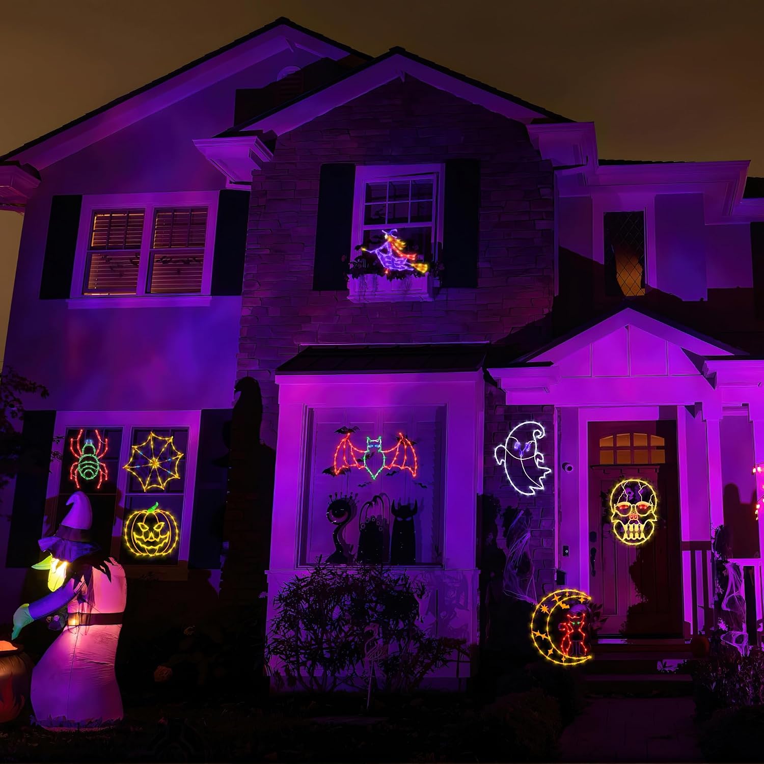 NestoraHome Halloween Decorations - 16" Halloween Window Silhouette Lights, Colourful