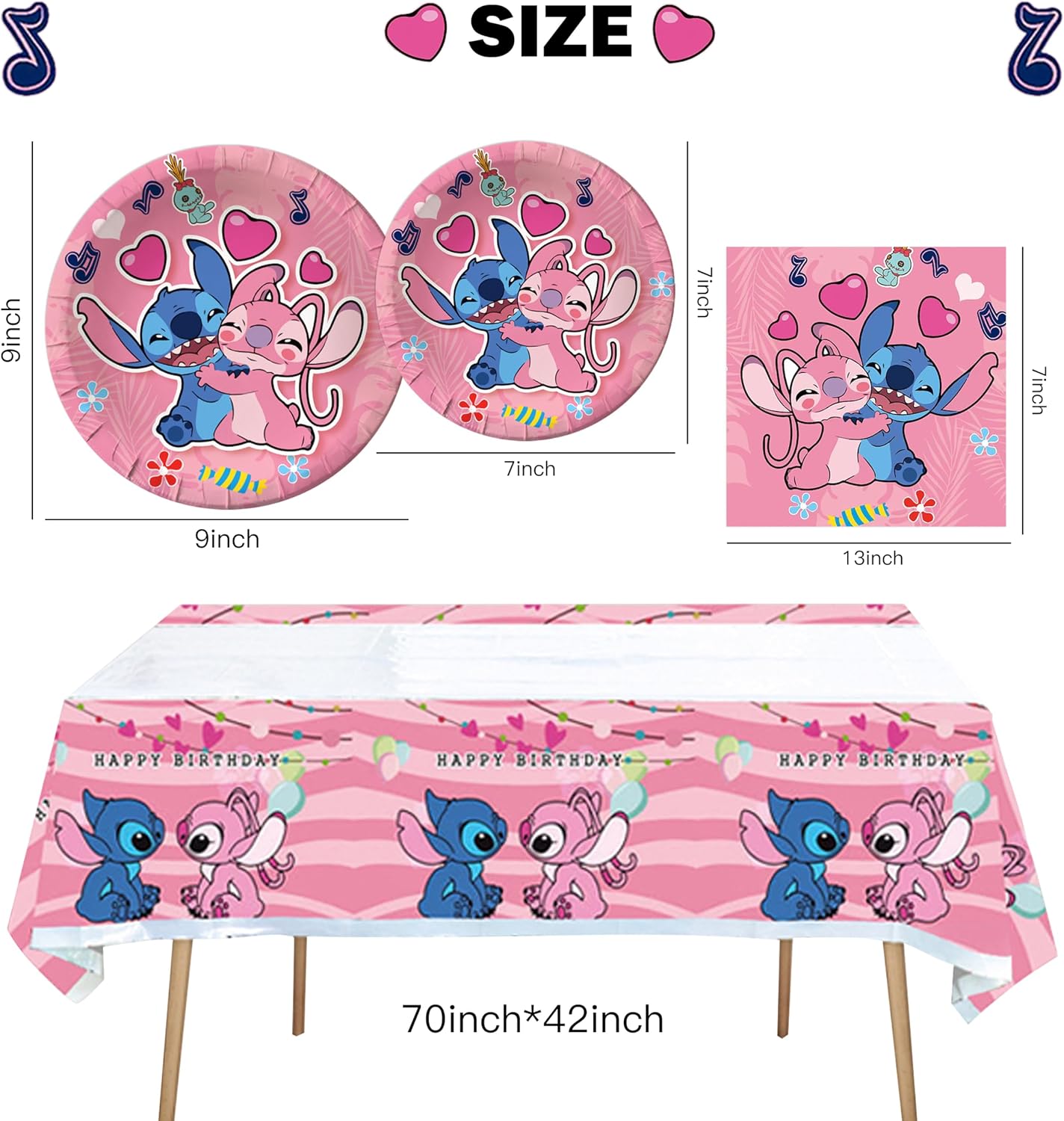 VelloHome 41PCS Pink Stitch Party Set – 20 Plates