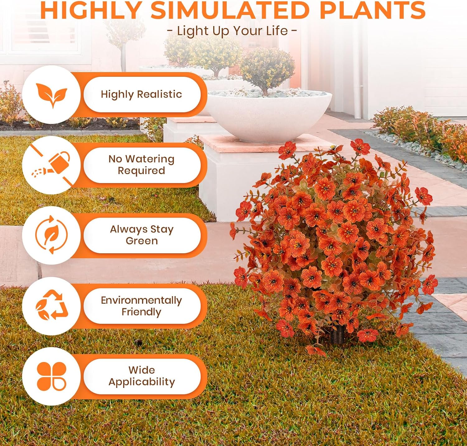 Aldernest 2pcs Fall Artificial Topiary Ball Trees, Faux mums Flowers for Outside, 0.88 kg, Fall Orange