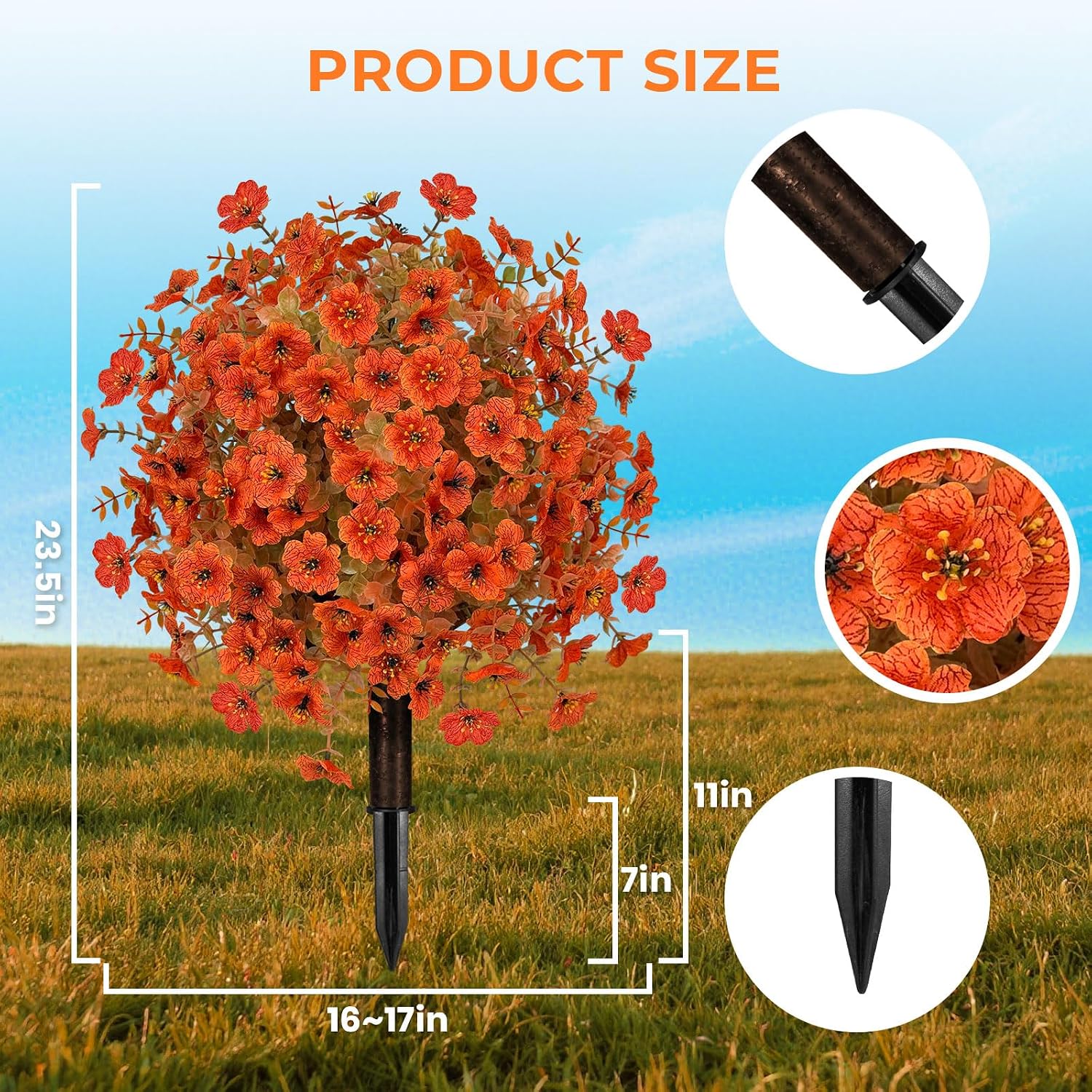 Aldernest 2pcs Fall Artificial Topiary Ball Trees, Faux mums Flowers for Outside, 0.88 kg, Fall Orange
