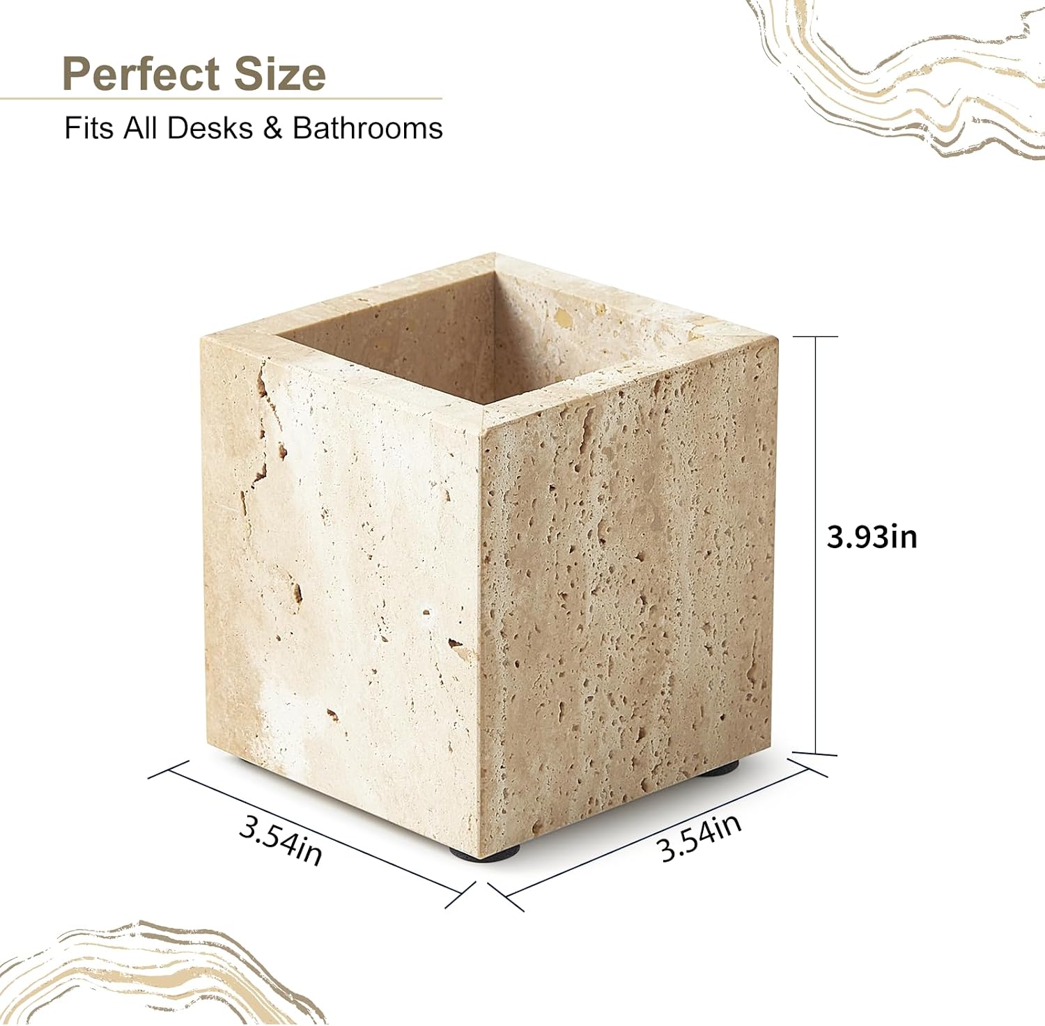 Aldernest Real Natural Travertine Toothbrush Holder & Pen & Makeup Brush Holder