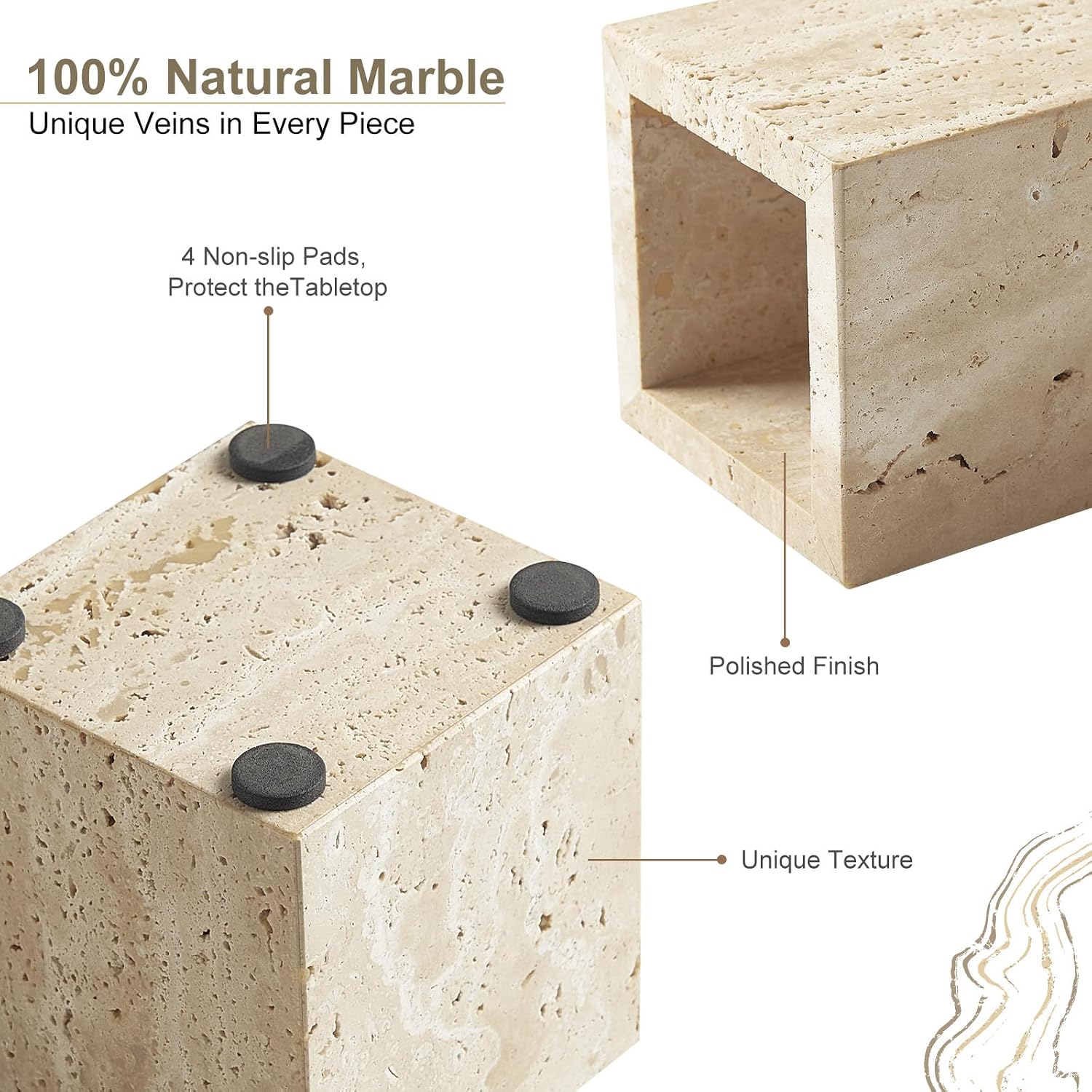 Aldernest Real Natural Travertine Toothbrush Holder & Pen & Makeup Brush Holder