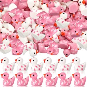 Oakmere 200 Pcs Breast Cancer Awareness Resin Ducks Bulk, 10.24 ounces, Pink