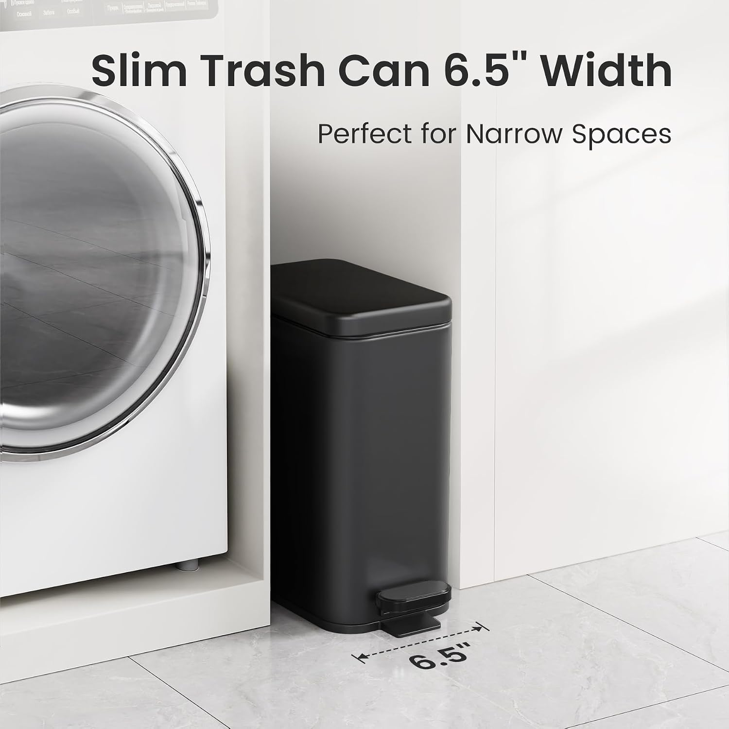 Aldernest 2.6 Gallons Small Bathroom Trash Can with Lid Soft Close, Black, 1.35 kg