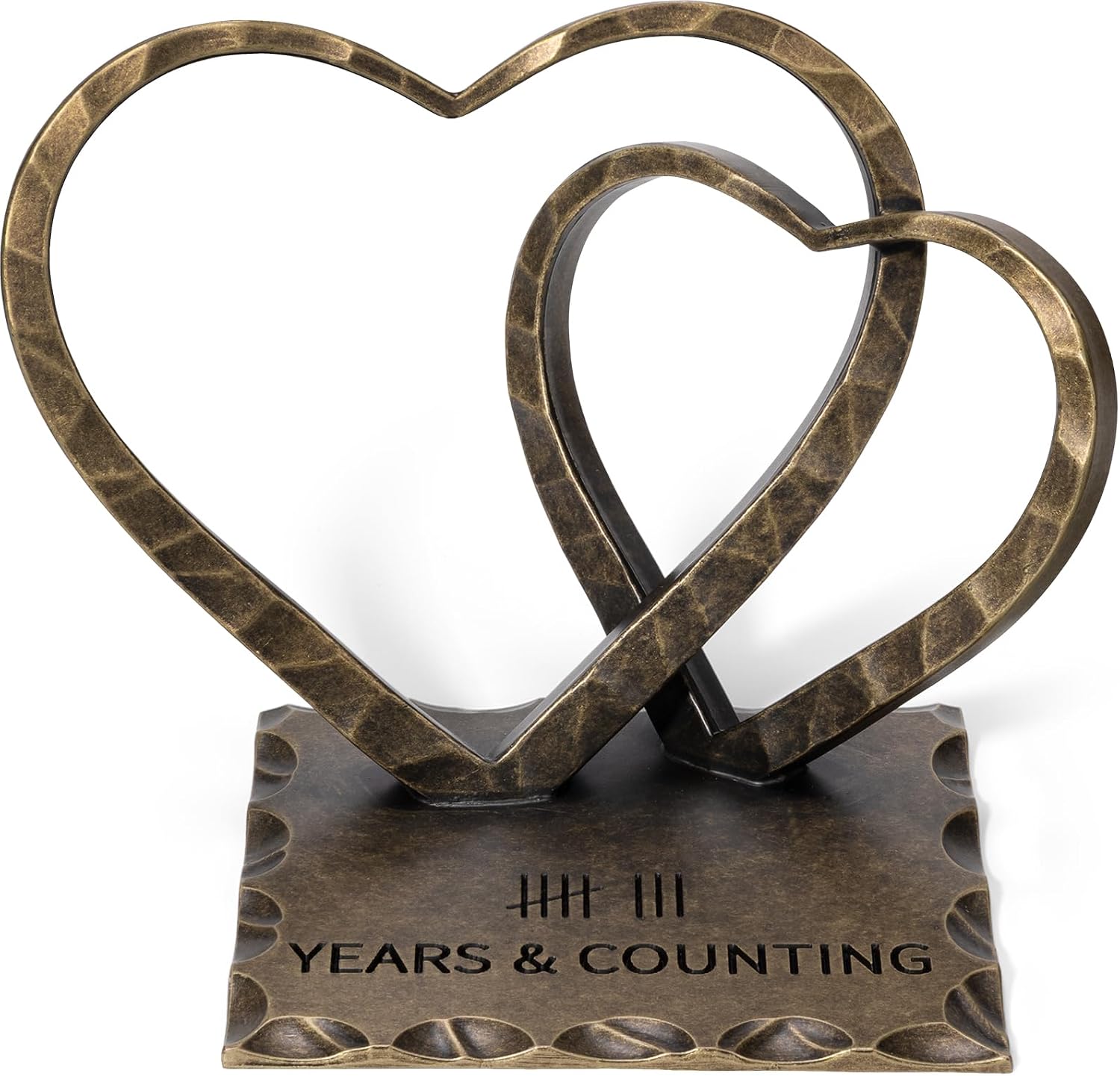 Brackenly 8 Year Anniversary Bronze Gifts Handcrafted Two Hearts Sculpture, 3.5 x 3.1 x 3.8 inches