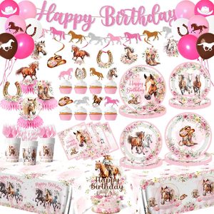 Tanglewick Horse Birthday Decorations for Girls, Pink