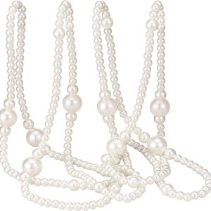 VelloHome 11.8ft Christmas Pearl Garland Large Faux Pearl Garland for Mantel Tree, Artificial Pearls, Beige
