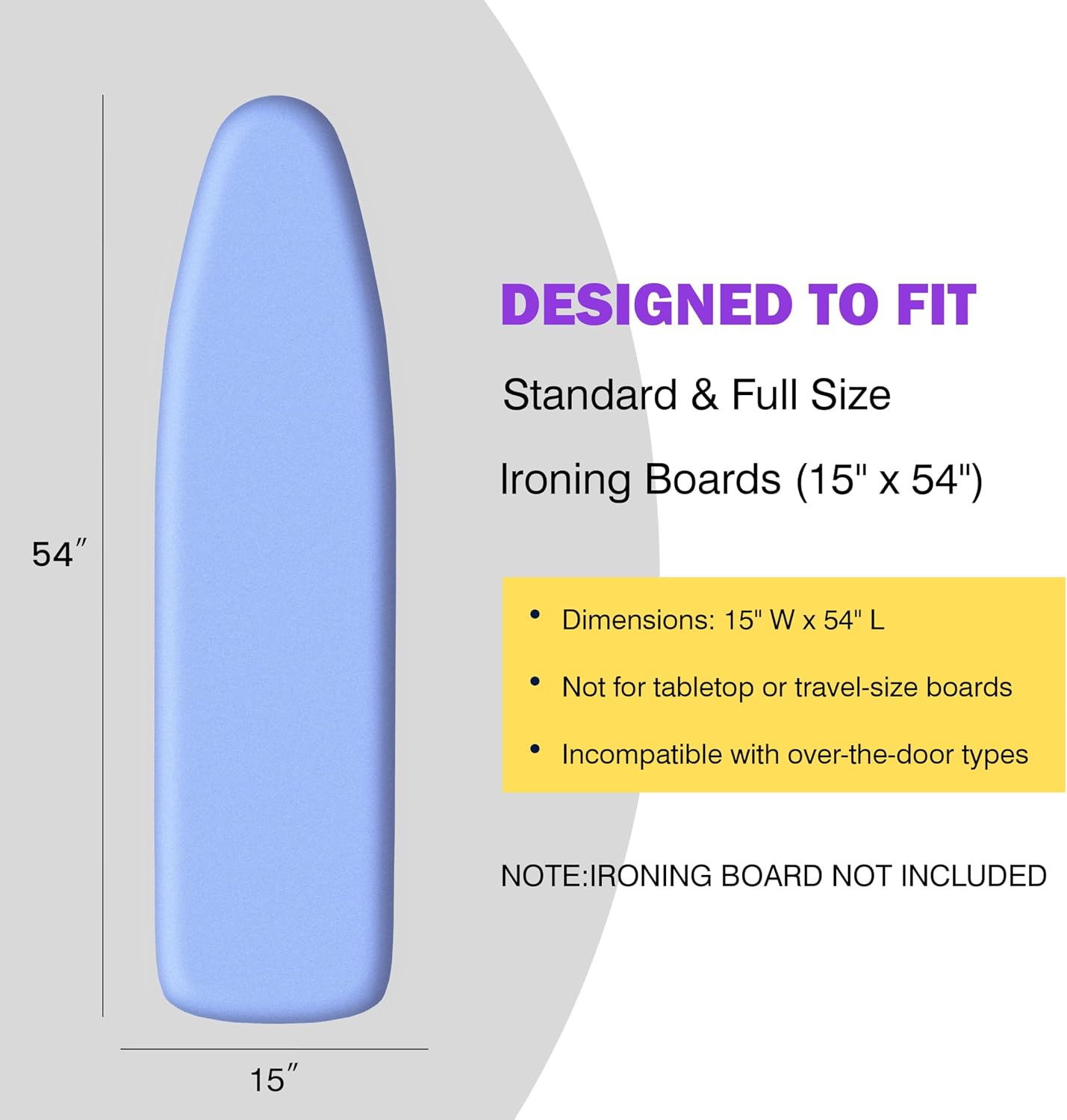 Cedarmoss Ironing Board Cover and Pad 15x54, Standard Size, Blue, 15.2 ounces