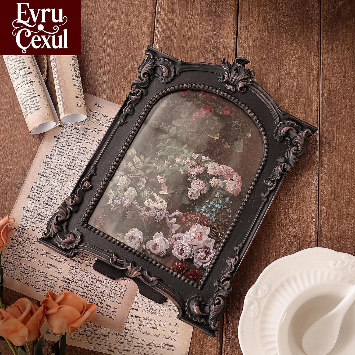 Ashenby 8x10 Gothic Vintage Picture Frame - Antique Arched Antique Frames 8x 10 With Glass Front