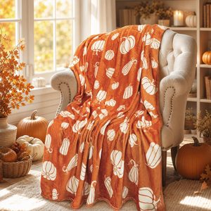 Aldernest Fall Throw Blanket for Couch, Soft Cozy Autumn Pumpkin Blankets, 12.8 ounces, 50" X 60", Orange Pumpkin
