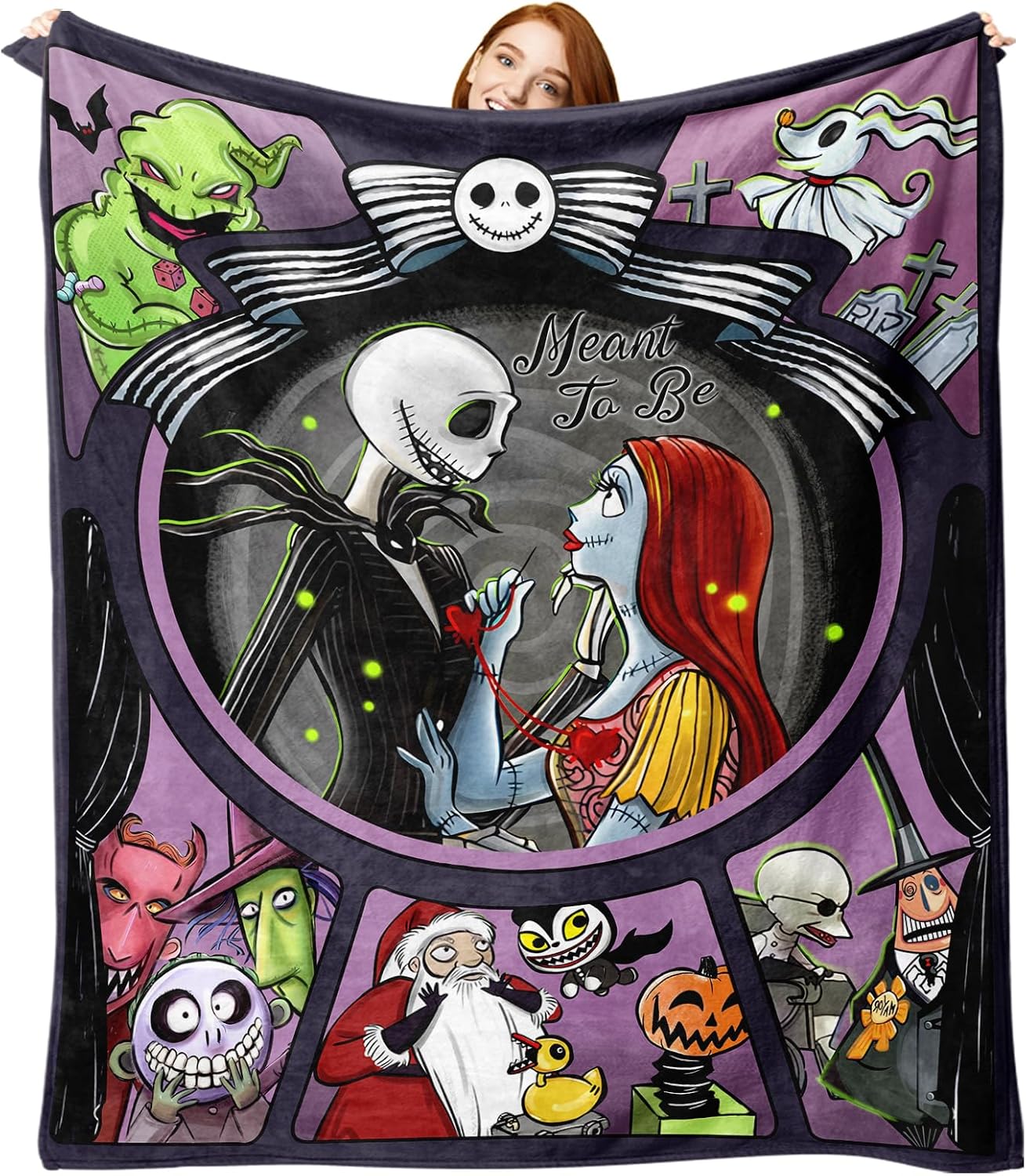 VelloHome Halloween Flannel Throw Blanket, Meant to Be Christmas Birthday Gifts, 0.51 kg, 50 x 60 in