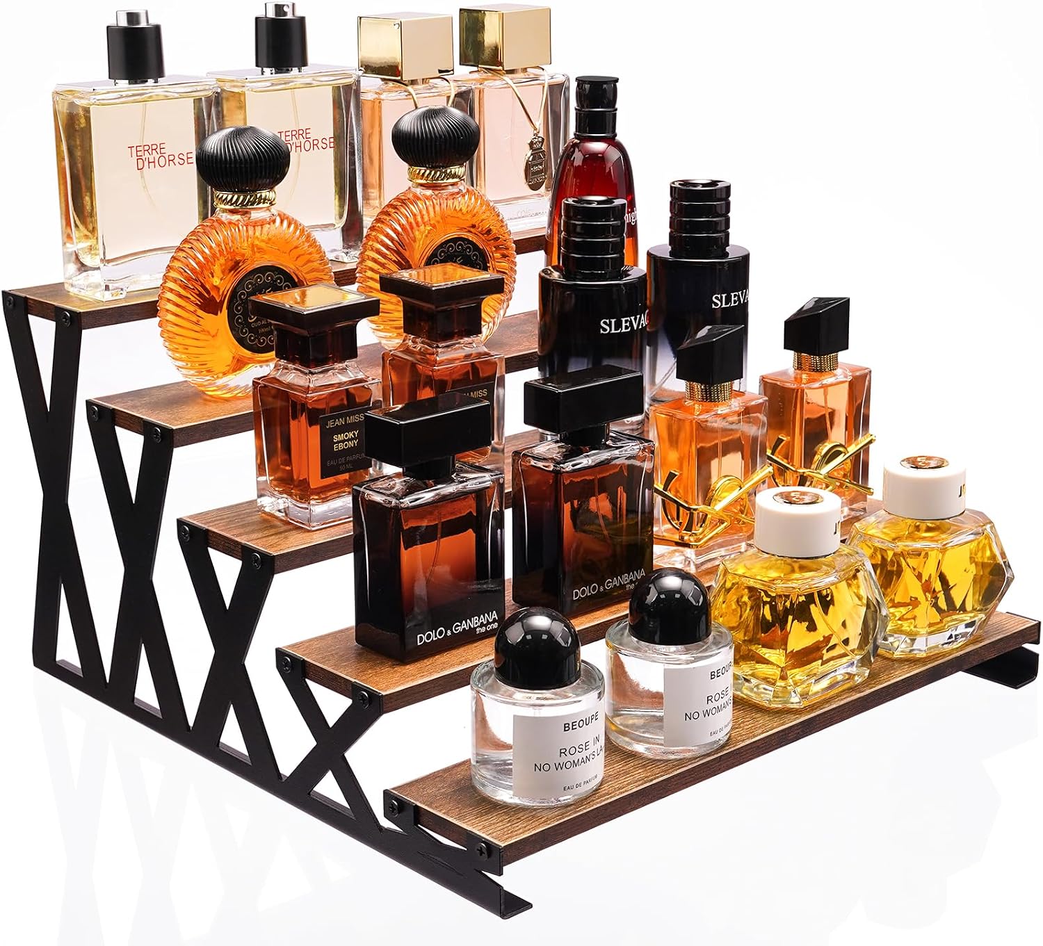 Aldernest 5 Tier Perfume Stand Display Cologne Organizer, 3.8 pounds, Brown