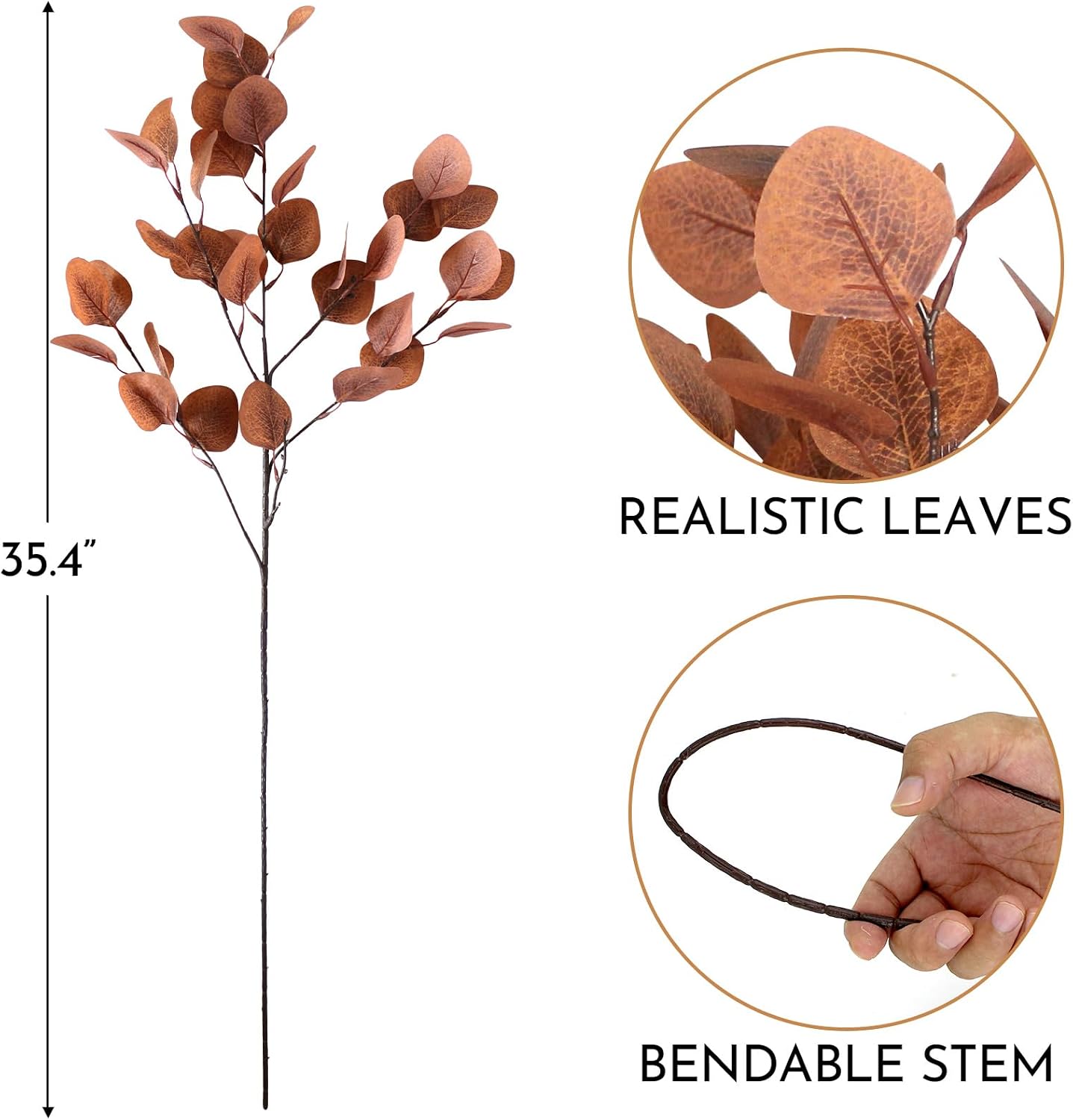 Aldernest 6 Pcs Fall Artificial Eucalyptus Stems Fall Decorations with Eucalyptus Leaf Branches for Indoor Home Autumn Festival Thanksgiving Decor