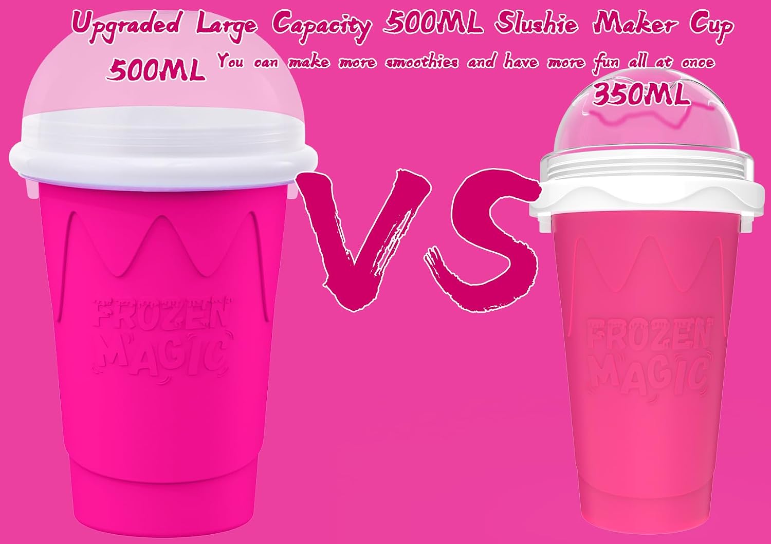 Ashenby 2PCS Slushie Maker Cup-500ml DIY Magic Quick Frozen Smoothies Cups for Homemade Milk Shake Ice Cream Maker, Portable Cooling Cups