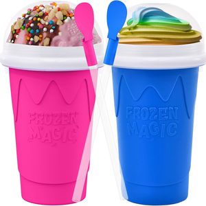 Ashenby 2PCS Slushie Maker Cup-500ml DIY Magic Quick Frozen Smoothies Cups for Homemade Milk Shake Ice Cream Maker, Portable Cooling Cups