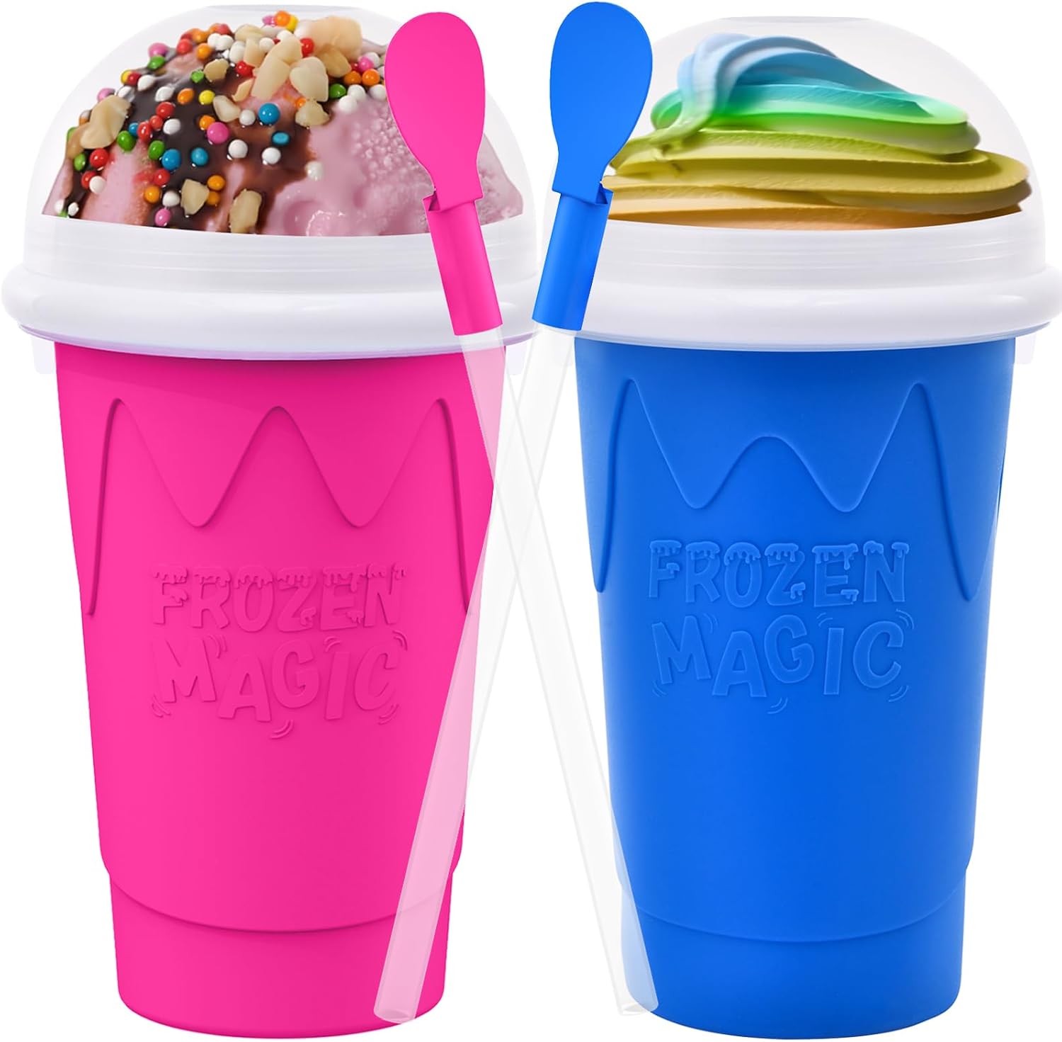 Ashenby 2PCS Slushie Maker Cup-500ml DIY Magic Quick Frozen Smoothies Cups for Homemade Milk Shake Ice Cream Maker, Portable Cooling Cups