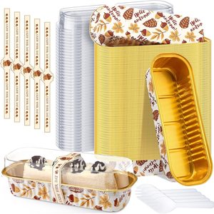 Ashenby 100 Pcs Mini Loaf Pans with Lids Spoons, Acorns, Brown