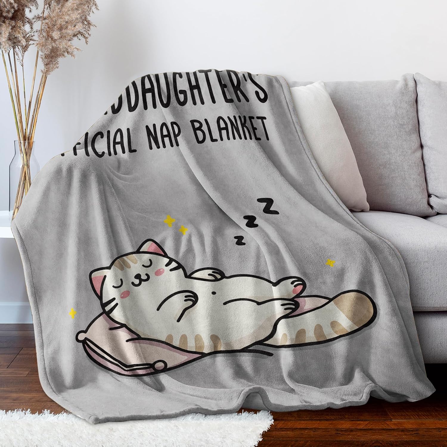 VelloHome Christmas Granddaughter Gifts from Grandma, Blanket Gift for Granddaughter, 12.32 ounces, 60"x50", Grey