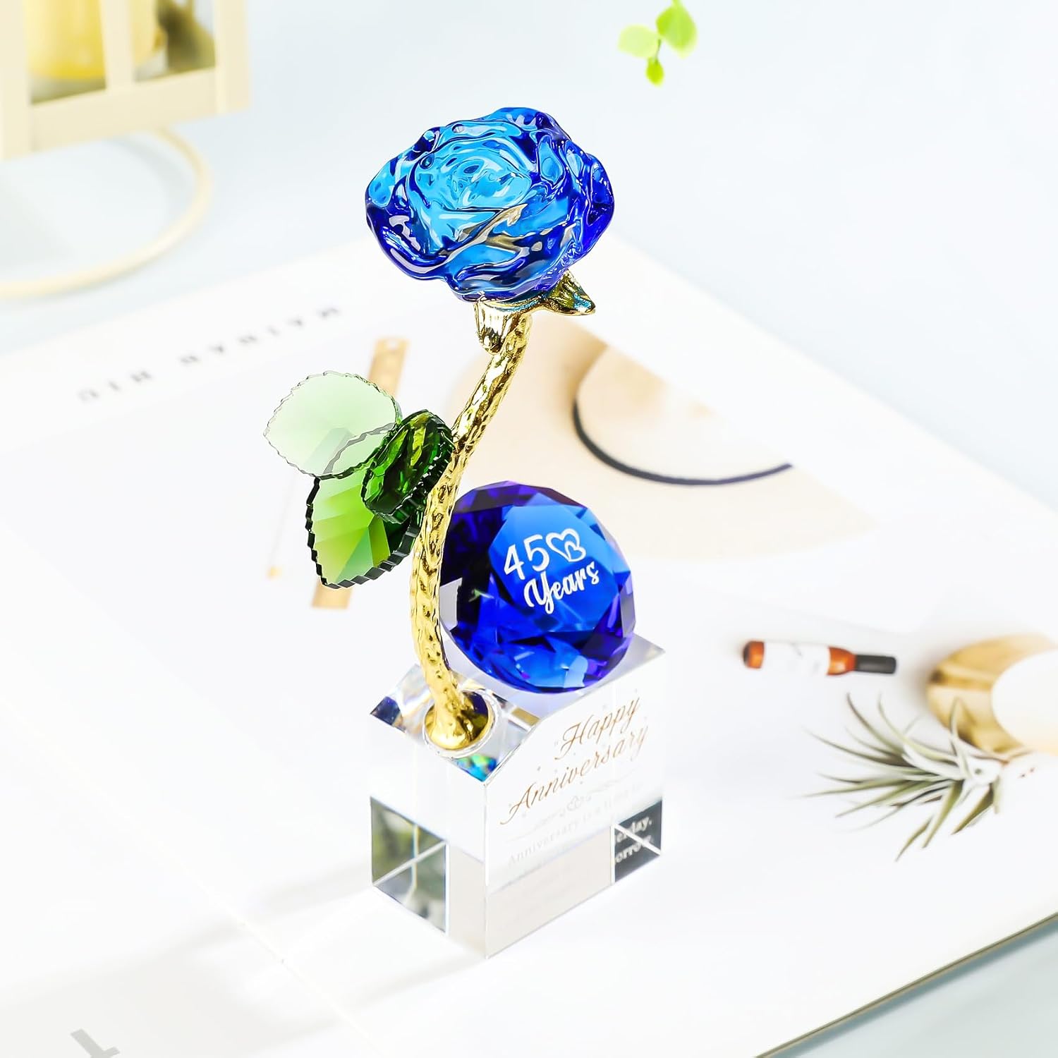 Birchmont 45th Wedding Anniversary Rose Gifts for Parents, Sapphire Wedding Gift, 10.4 ounces