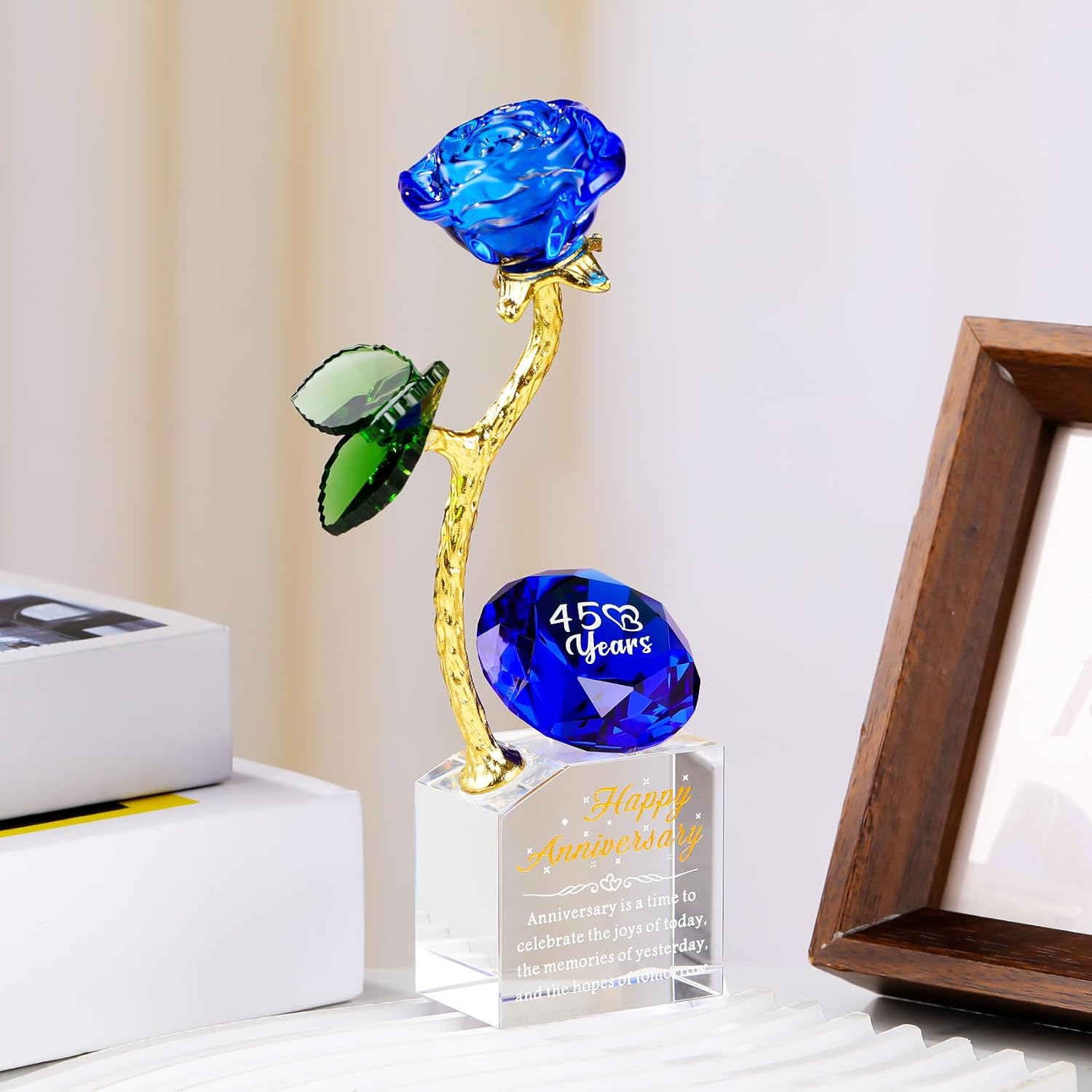 Birchmont 45th Wedding Anniversary Rose Gifts for Parents, Sapphire Wedding Gift, 10.4 ounces