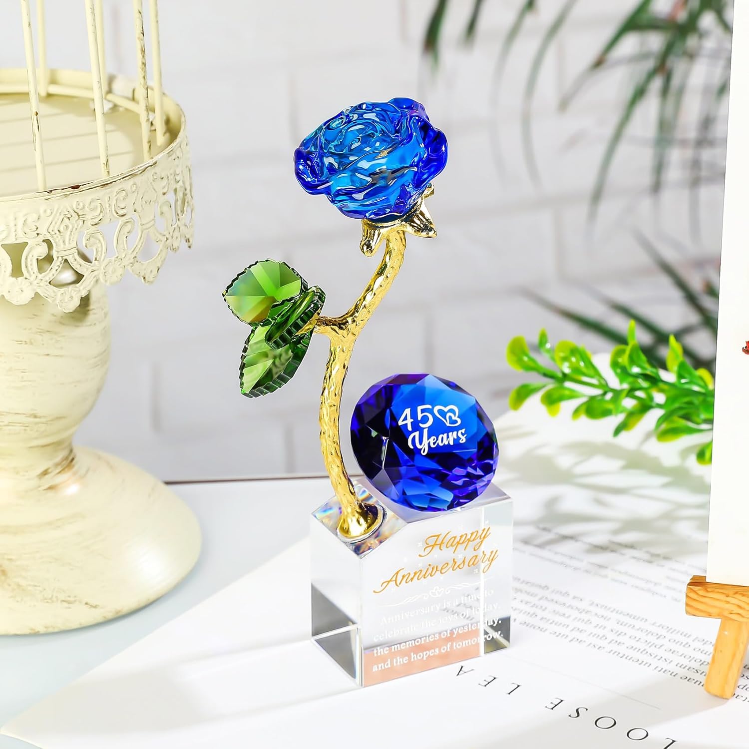 Birchmont 45th Wedding Anniversary Rose Gifts for Parents, Sapphire Wedding Gift, 10.4 ounces