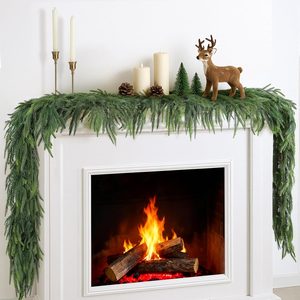 Brackenly 2PCS 6FT Christmas Garland, Real Touch Norfolk Pine Garland, 2.5 pounds, Green