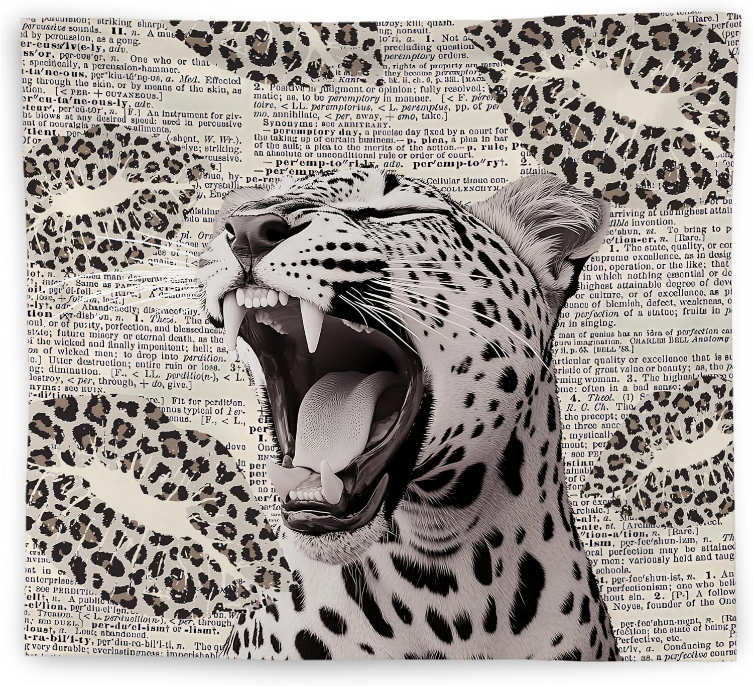 Aldernest Retro Trendy Leopard Tapestry Wall Hanging, Cheetah Leopard Room Decor, 50"L x 60"W, Leopard pattern