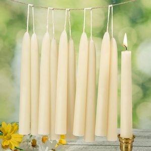Rowanmere White Beeswax Taper Candles, 8 Inch, 8 Pack | Non-Toxic, Up to 8 Hours, 3.5 pounds