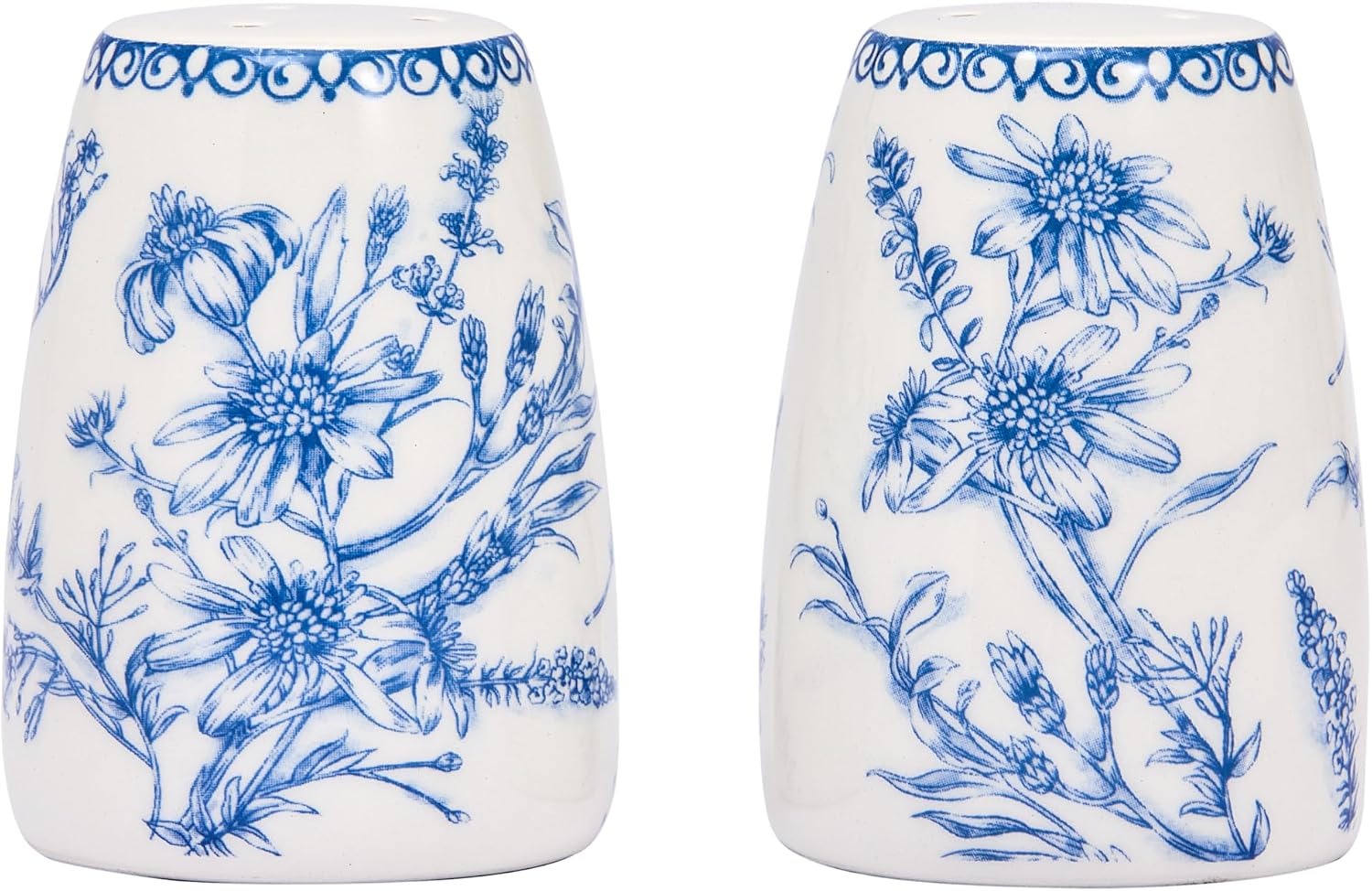 Aldernest Blue Garden Toile De Jouy Ceramic Salt & Pepper Shaker Set, 2 Count