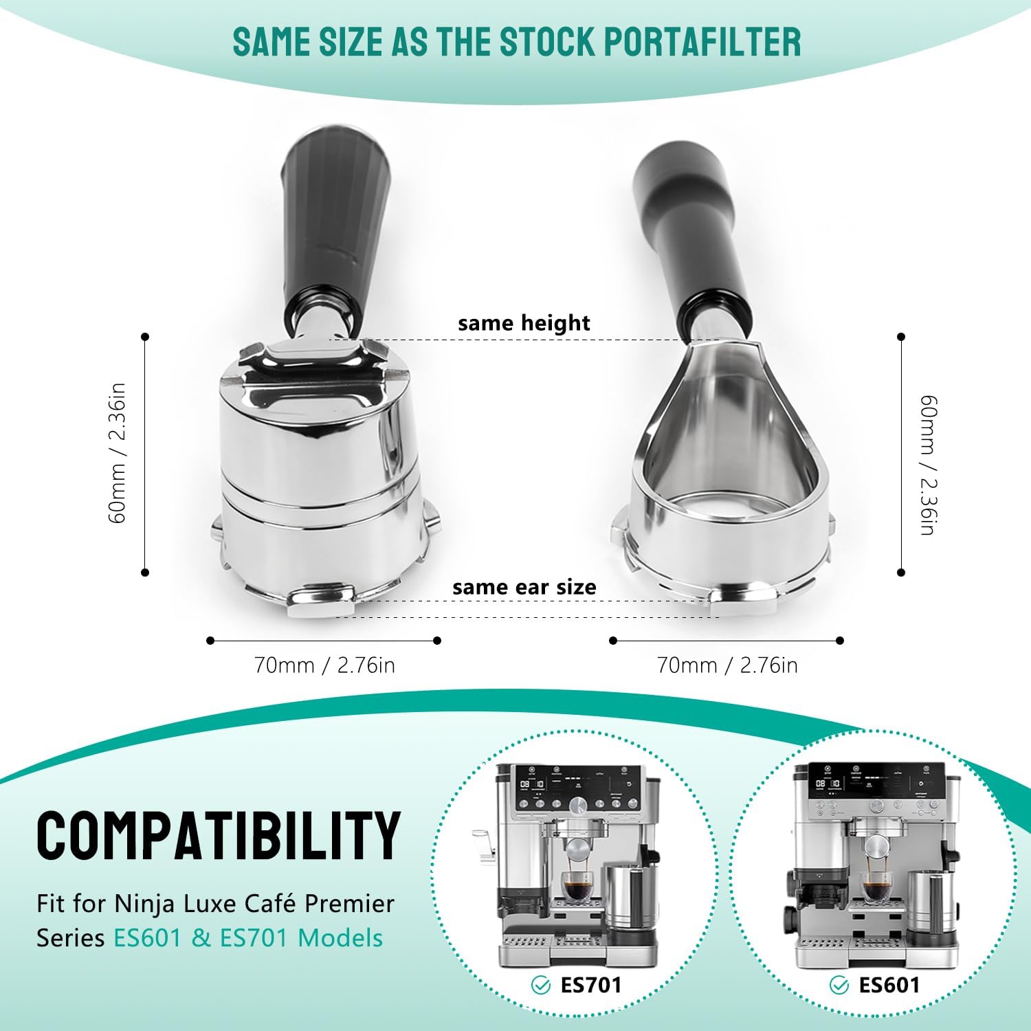 Aldernest Bottomless Portafilter for Ninja Luxe Café Premier ES601/Pro ES701 Series