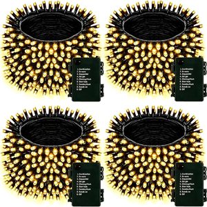 Oakmere 4Pack 160FT 400 LED Battery Operated Christmas String Lights Outdoor/Indoor, 0.65 kg, Warm White