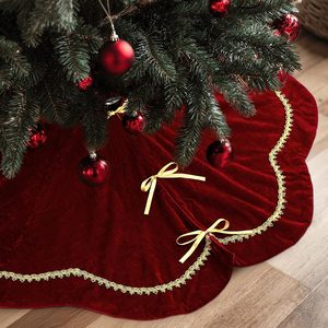 Aldernest Red 48 Inch Christmas Tree Skirt Velvet Scallop Ddge