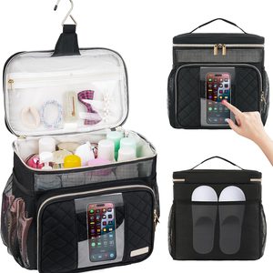 Aldernest Portable Shower Caddy College Dorm Essentials, Toiletry Bag for Women Men, 0.44 kg, Single Layer, Black