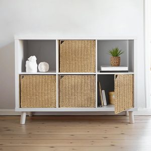 Aldernest 13" Handwoven Natural Fibre Doors for Cube Storage Shelf, Set of 4, 2.2 pounds