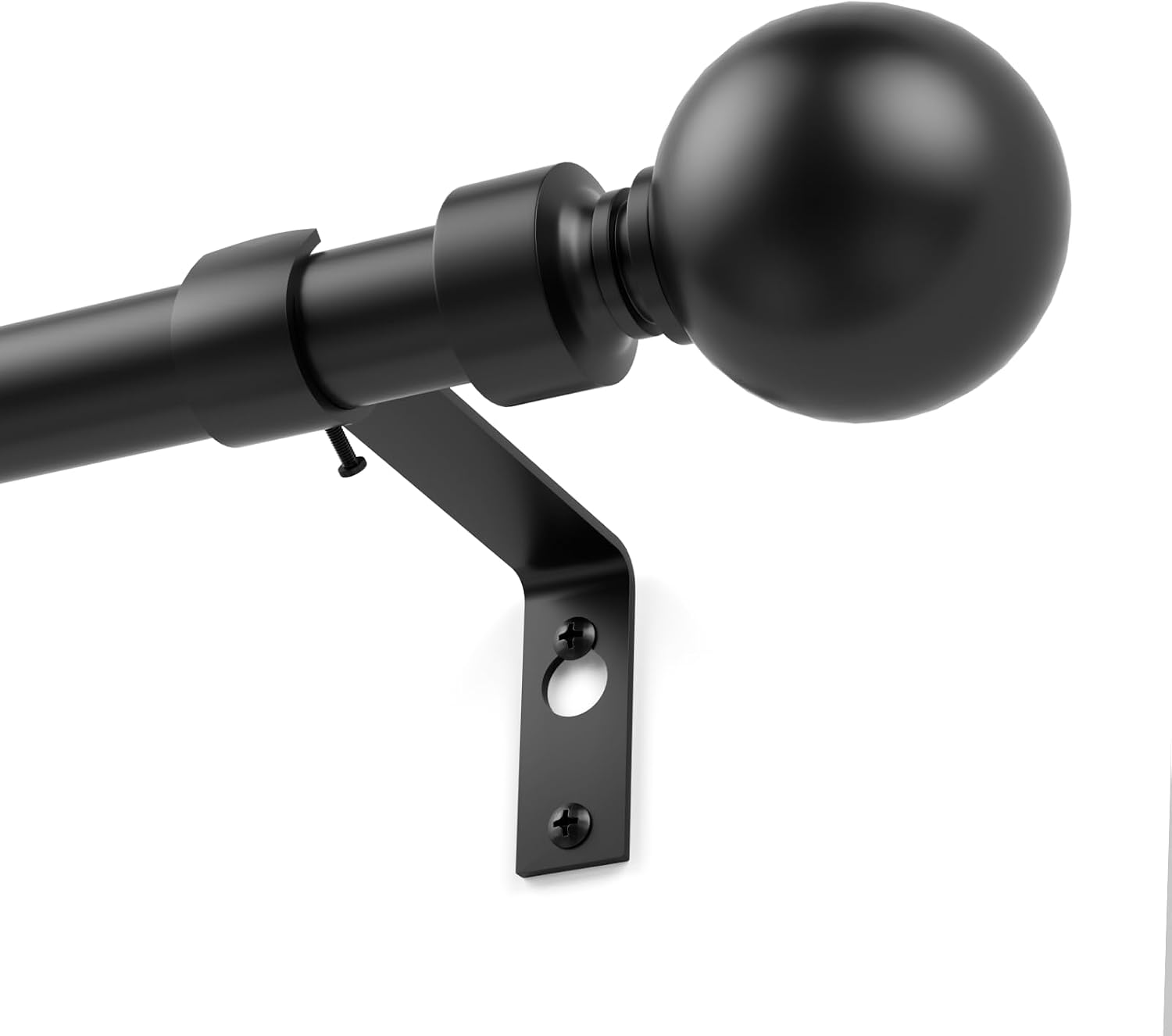Aldernest Matte Black Round Curtain Rods for Windows 32-94 Inch Adjustable, 16 ounces