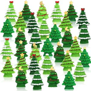 Oakmere 50 Pcs Resin Christmas Trees Miniature Micro Landscape Decor, 7.84 ounces, Mainly Green, 2 Count
