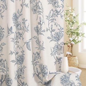 Aldernest Blue Cotton Boho Hummingbird Shower Curtains, 72 x 72, 72"W x 72"L (Pack of 1)