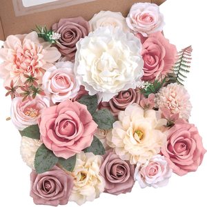 Ashenby Dusty Pink Artificial Flowers Combo Box Silk Roses for DIY wedding bouquets, 7.04 ounces